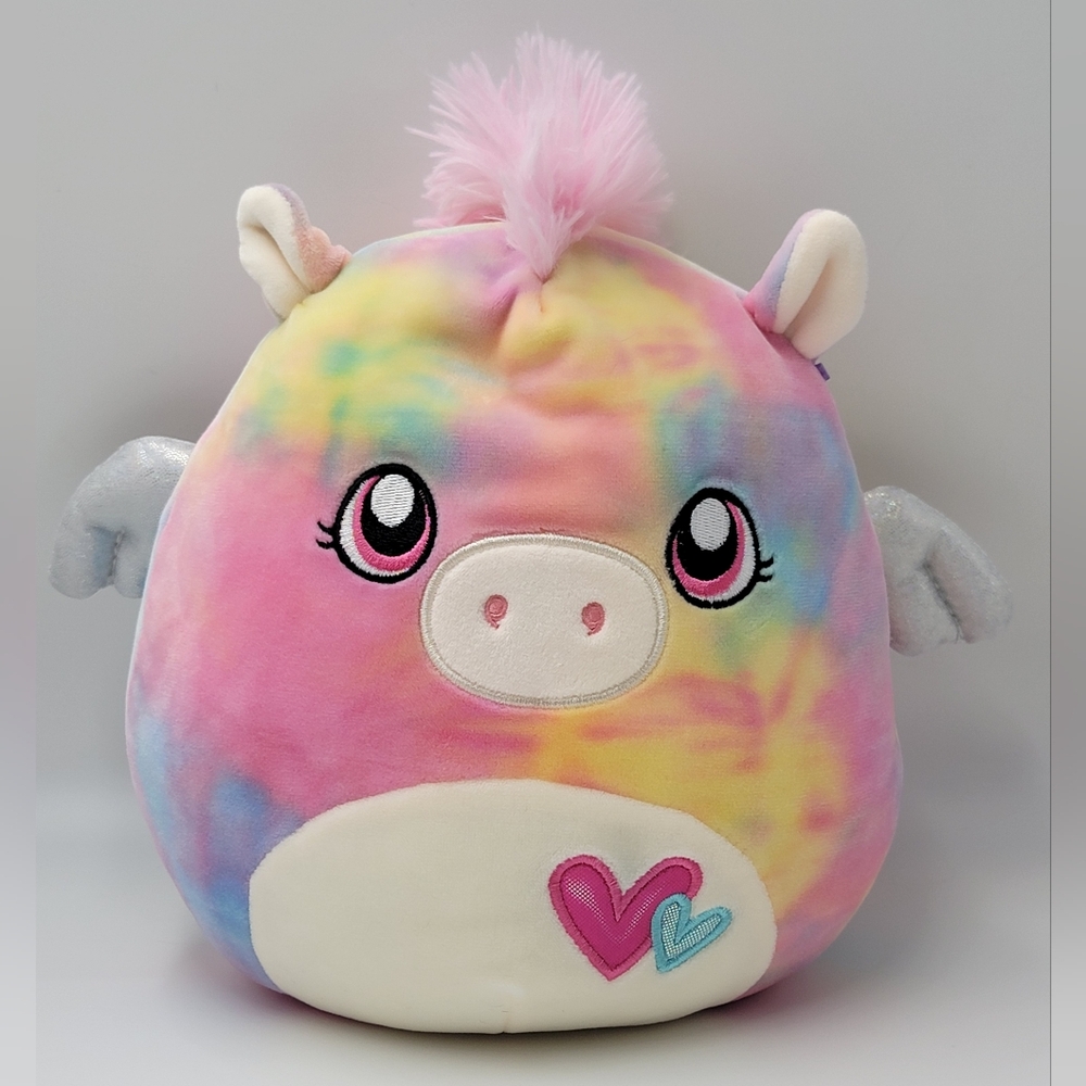 Squishmallow PAISLEY Rainbow Pig Unicorn Tie Dye Pigacorn Embroidered Hearts